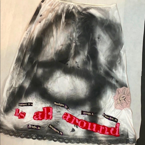 Anarchy is all around vintage upcycled nylon maxi slip skirt - Picture 2 of 9